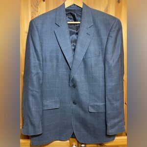 Izod Silk Wool Blend Sport Coat Jacket Blazer Gray plaid Men’s 41R